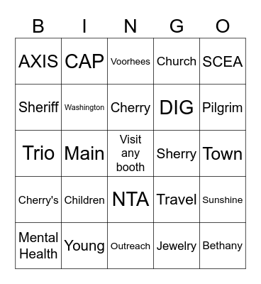 Visit the booths that match the hint Bingo Card