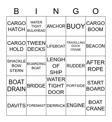 COMMON VOCABULARY Bingo Card