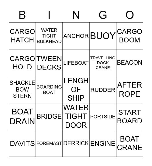 COMMON VOCABULARY Bingo Card