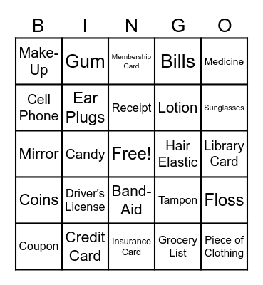 What's in your Purse? Bingo Card