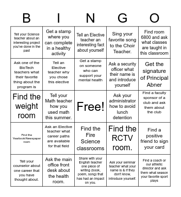Sophomore Access BINGO Card