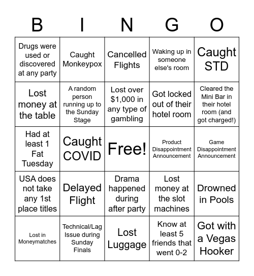 EVO Bingo Card