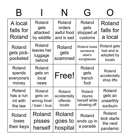 Roland Bingo Card