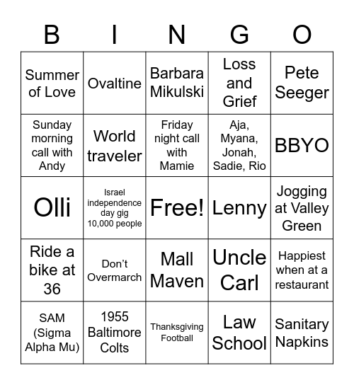 Happy 85th Birthday Marty!!! Bingo Card