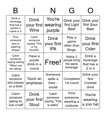 Brew at the Jacobs Bingo 2022 Bingo Card