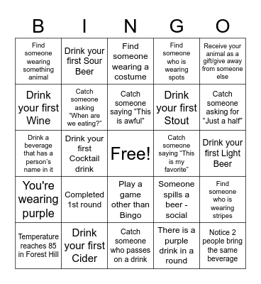 Brew at the Jacobs 2022 Bingo Card