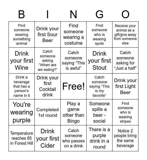 Brew at the Jacobs 2022 Bingo Card