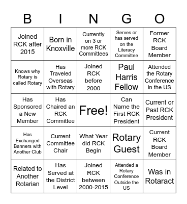 RCK Bingo Extravaganza! Bingo Card