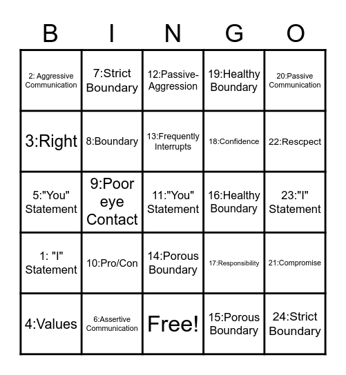 Boundary Bingo Card