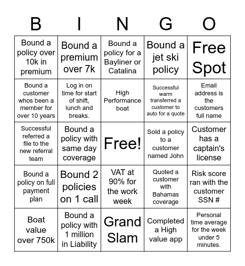 Untitled Bingo Card