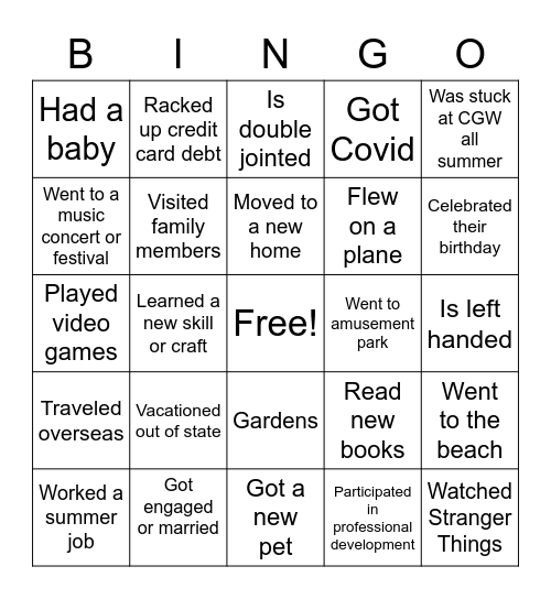 Find a person who... Bingo Card