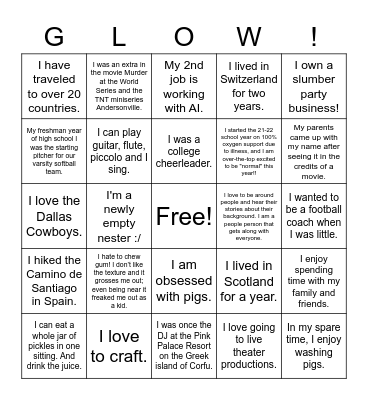 Staff Interesting Facts Bingo Card