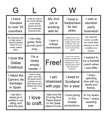 BMS Staff Interesting Facts Bingo Card