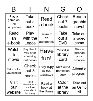 Library Card Bingo Card