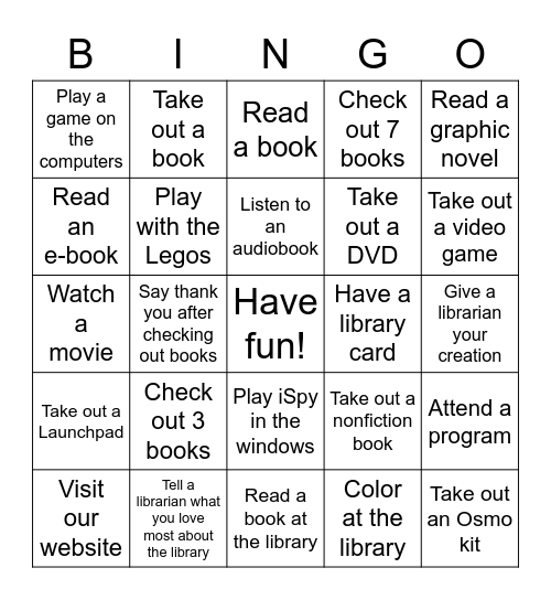 Library Card Bingo Card