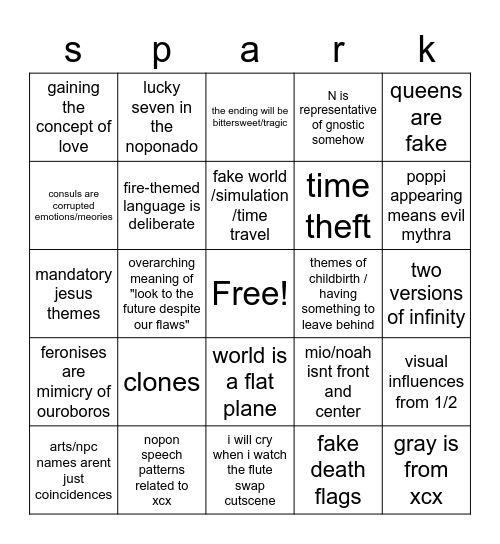 apollog doming me in the fucing head with the gift of prophecy (all of my prerelease theories) (now that i've completed the game) Bingo Card