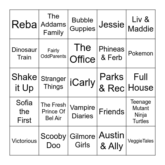 📺 TV SHOW THEME SONGS 📺 Bingo Card