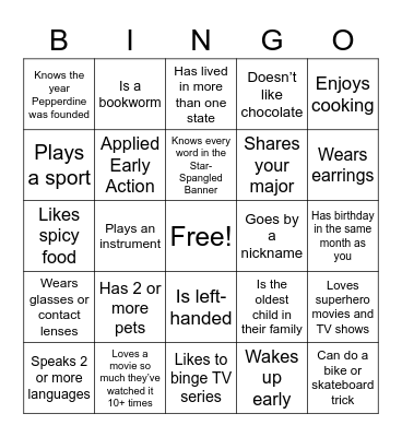 Find Someone Who... Bingo Card