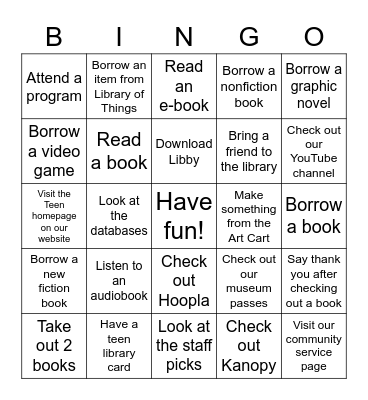 Library Card Bingo Card