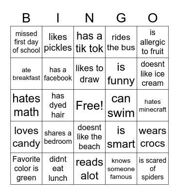 Find Someone Who Bingo Card