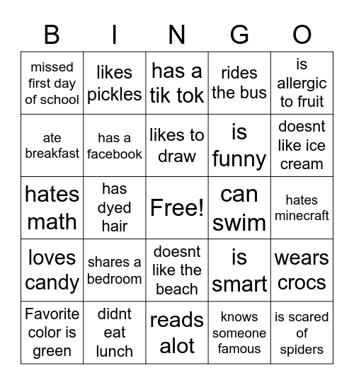 Find Someone Who Bingo Card