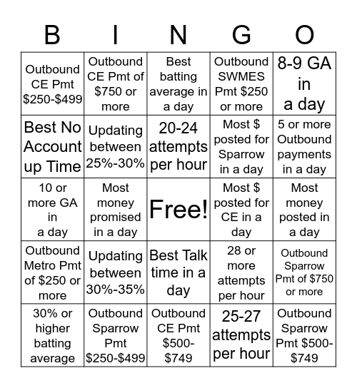 Collection Bingo Card