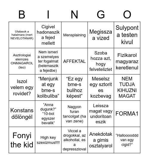 Fonyi bebabingó Bingo Card