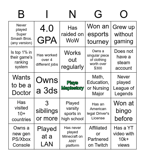 esports mega brain gamer bingo tech Bingo Card