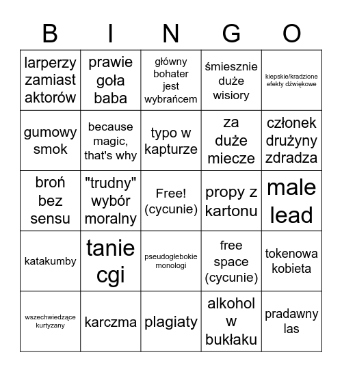 tani film fantasy bingo Card