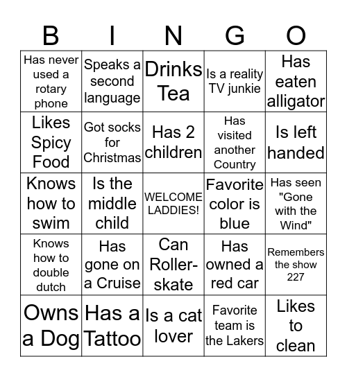 People BINGO Card