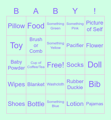 Baby Shower Bingo Card