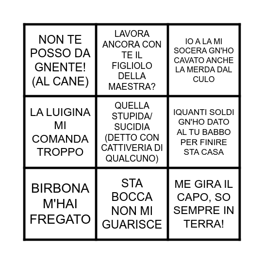 NONNA BINGO Card