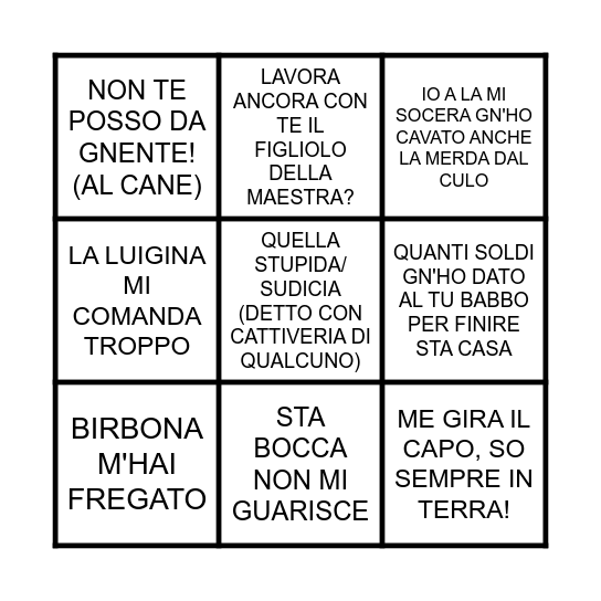 NONNA BINGO Card