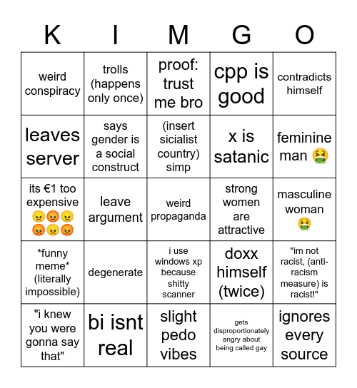 did kim do that? Bingo Card
