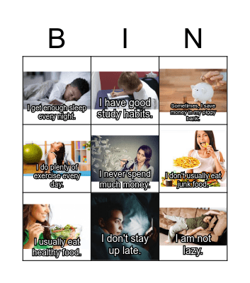 Everybody Up 6 Unit 4 Healthy Habits Bingo Card