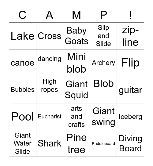 Camp Allen Bingo! Bingo Card