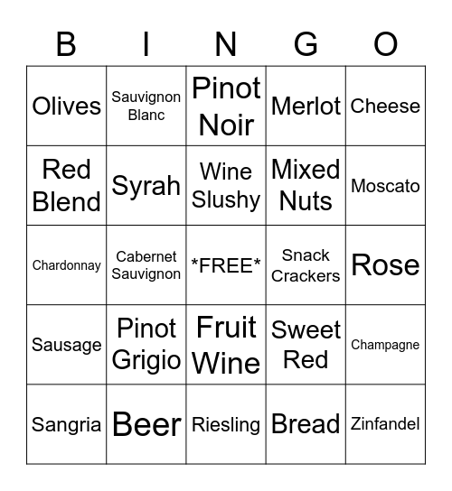 WINE & WHINE Bingo Card