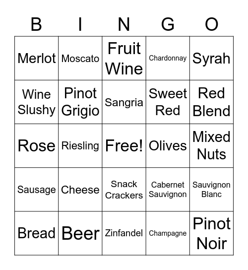 WINE & WHINE Bingo Card