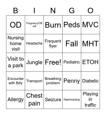 Friday Fun Bingo Card