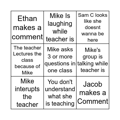 Algebra II Bingo Card