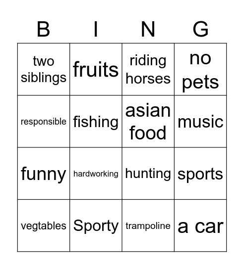 Leah Mossa Bingo Card