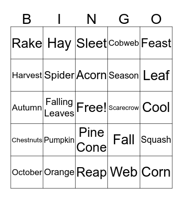 Fall bingo Card