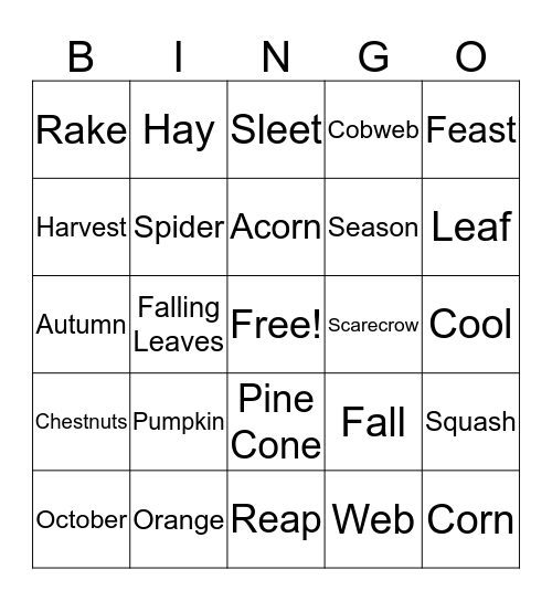 Fall bingo Card