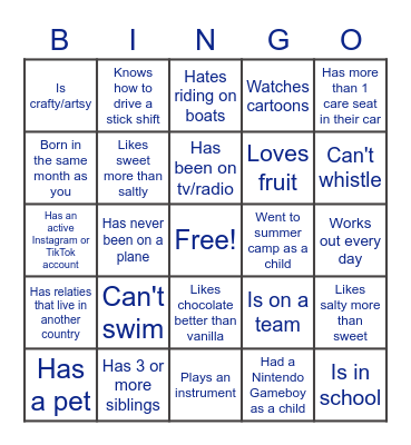 HUMAN BINGO Card