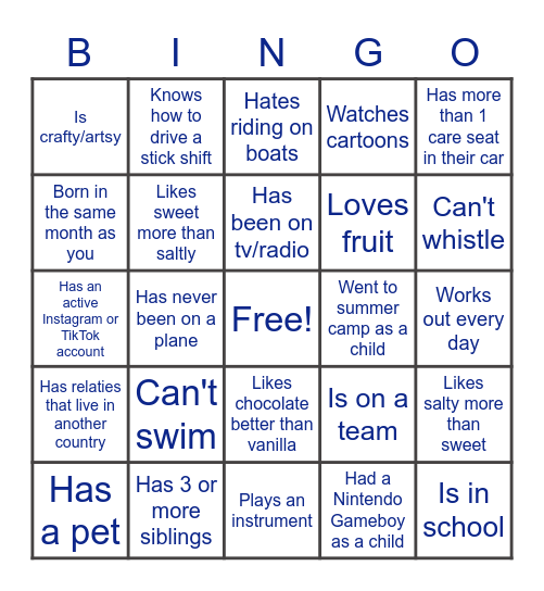 HUMAN BINGO Card