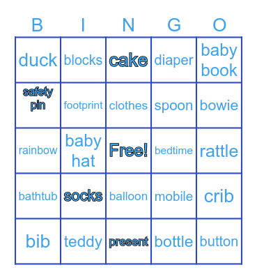 BABY BINGO Card