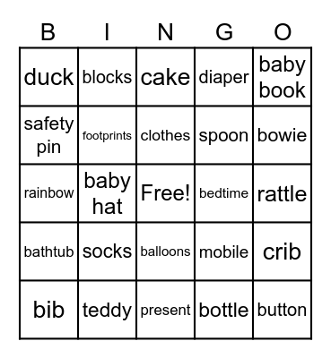 BABY BINGO Card