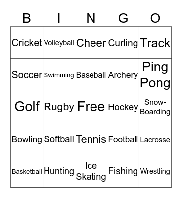 Sports  Bingo Card