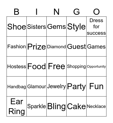 JewelryBingo  Bingo Card