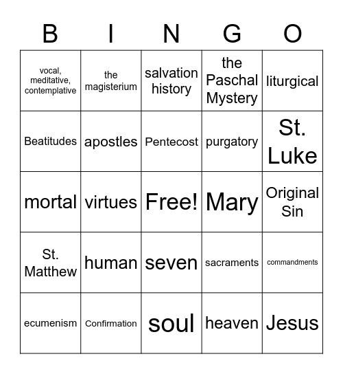 Religion Bingo 7 Bingo Card